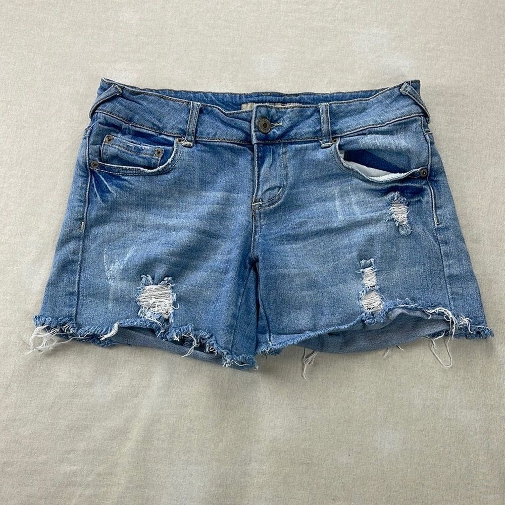 Wet Seal Shorts Womens Size 9 Blue Denim‎ Distressed Cut Off Stretch Jean Shorts